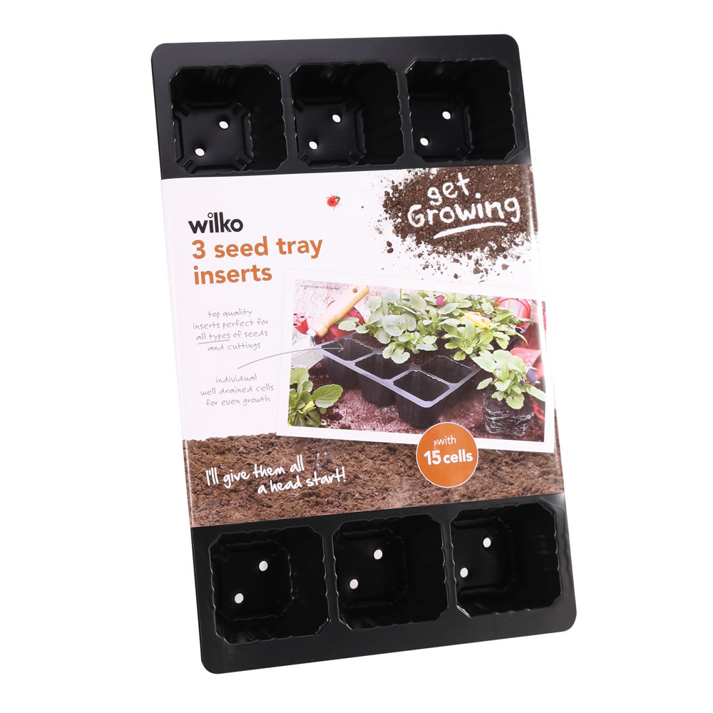 Wilko Black Seed Tray 15 Inserts 3 Pack Image 1