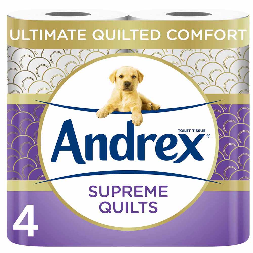 Andrex Supreme Quilts Toilet Tissue 3 Ply Case of 6 x 4 Rolls Image 2