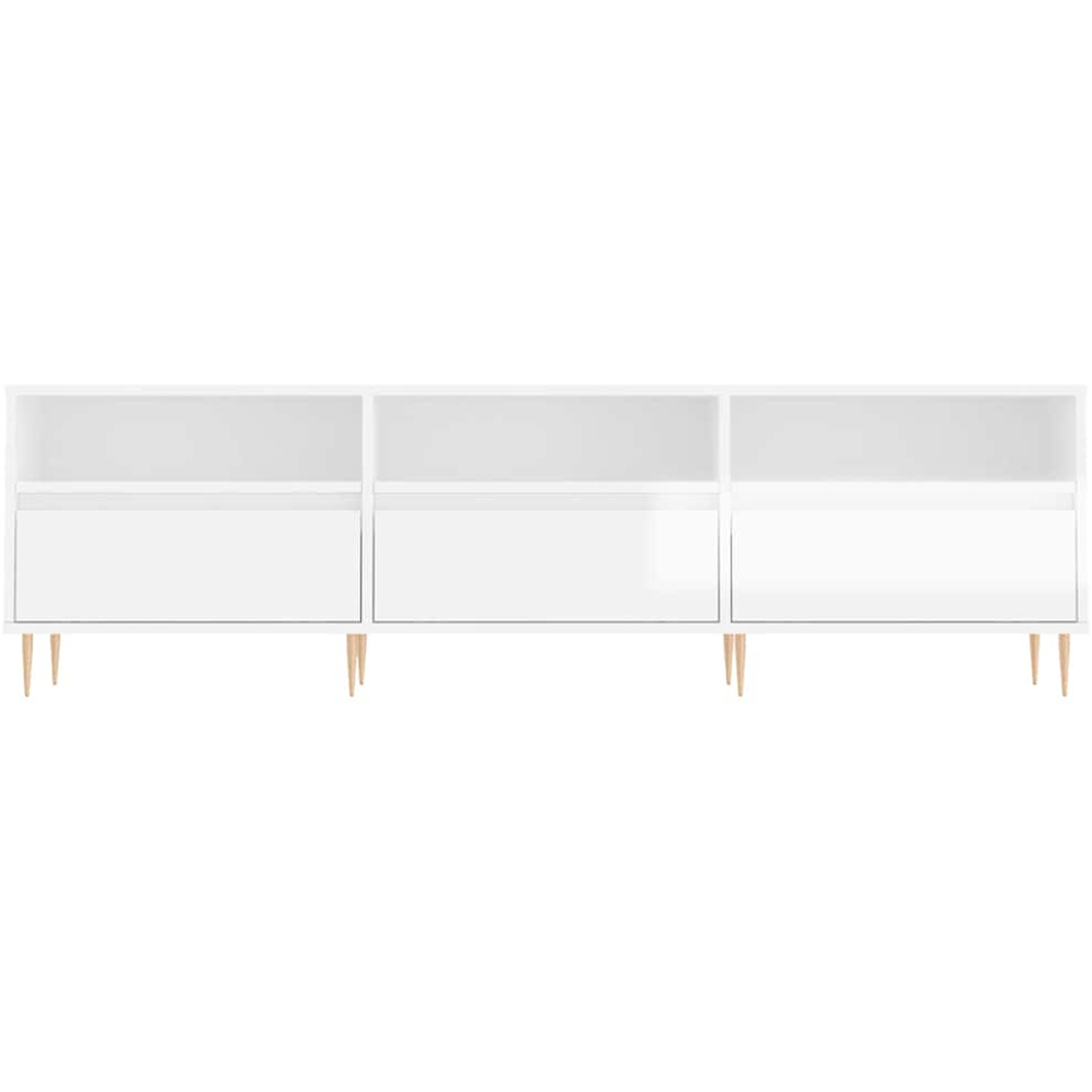 vidaXL 3 Door 3 Shelf High Gloss White TV Cabinet Image 5