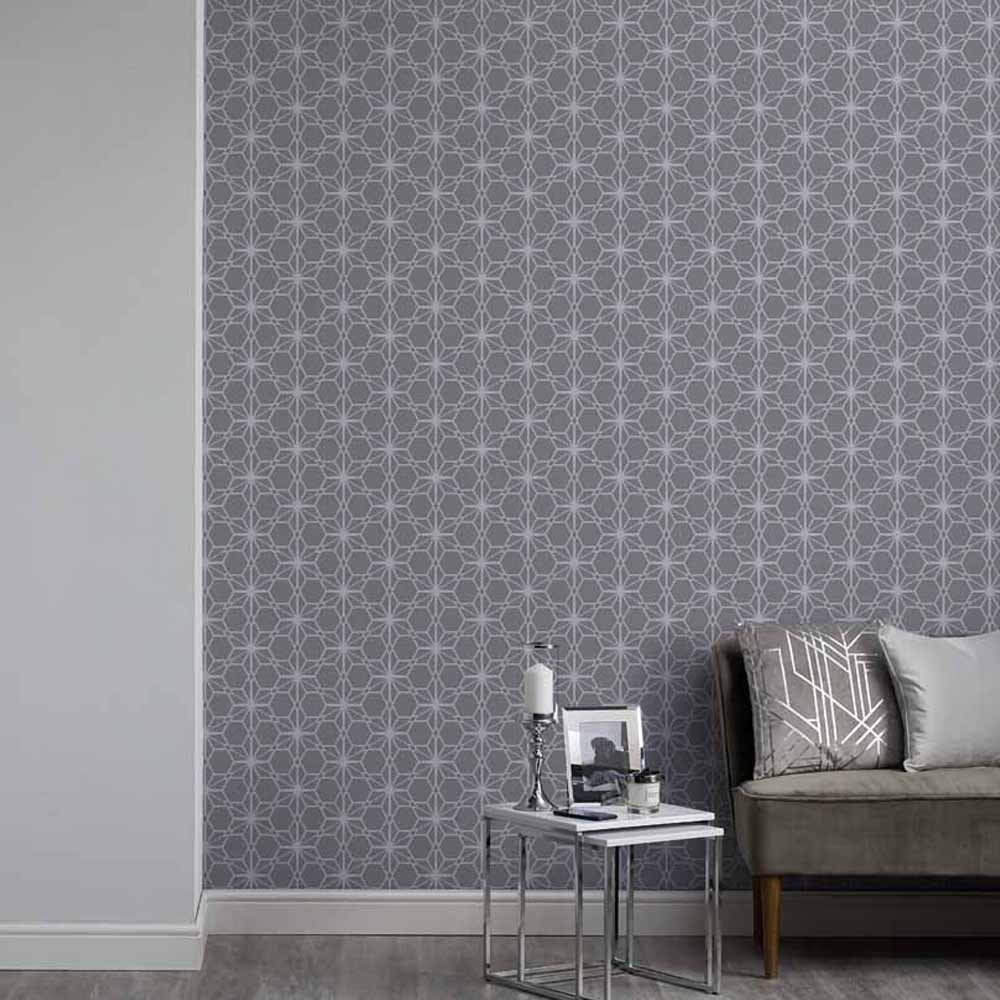 Wilko Star Flower Grey Wallpaper Image 2