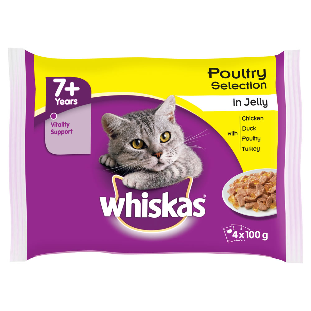 Whiskas 7+ Poultry Selection in Jelly Cat Food    4 x 100g Image 2