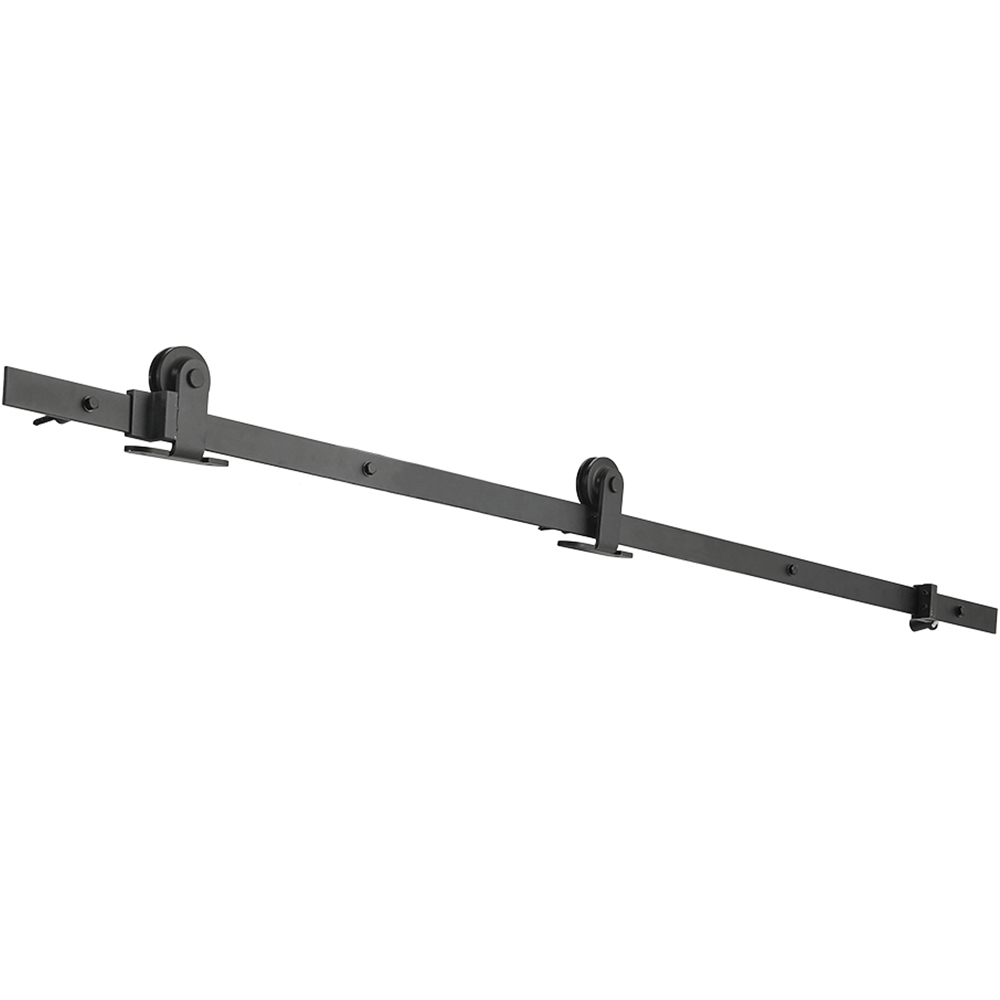 Living and Home 5 Lite Clear Glass Black Barn Door Image 7