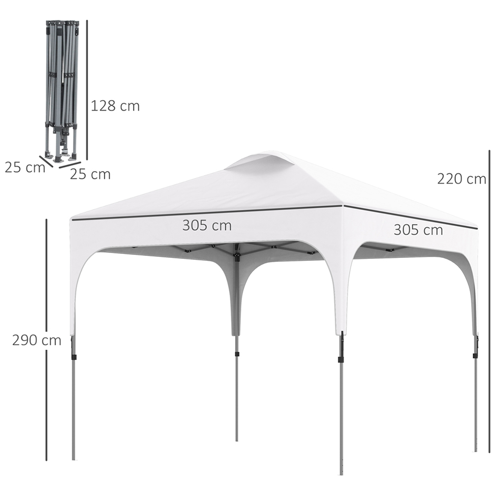 Outsunny 3 x 3m White Foldable Pop Up Gazebo with Carry Bag Image 6