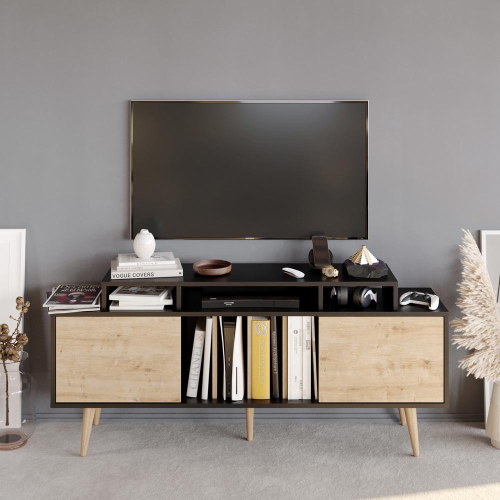 Decorotika Char Black and Oak TV Unit Image 3