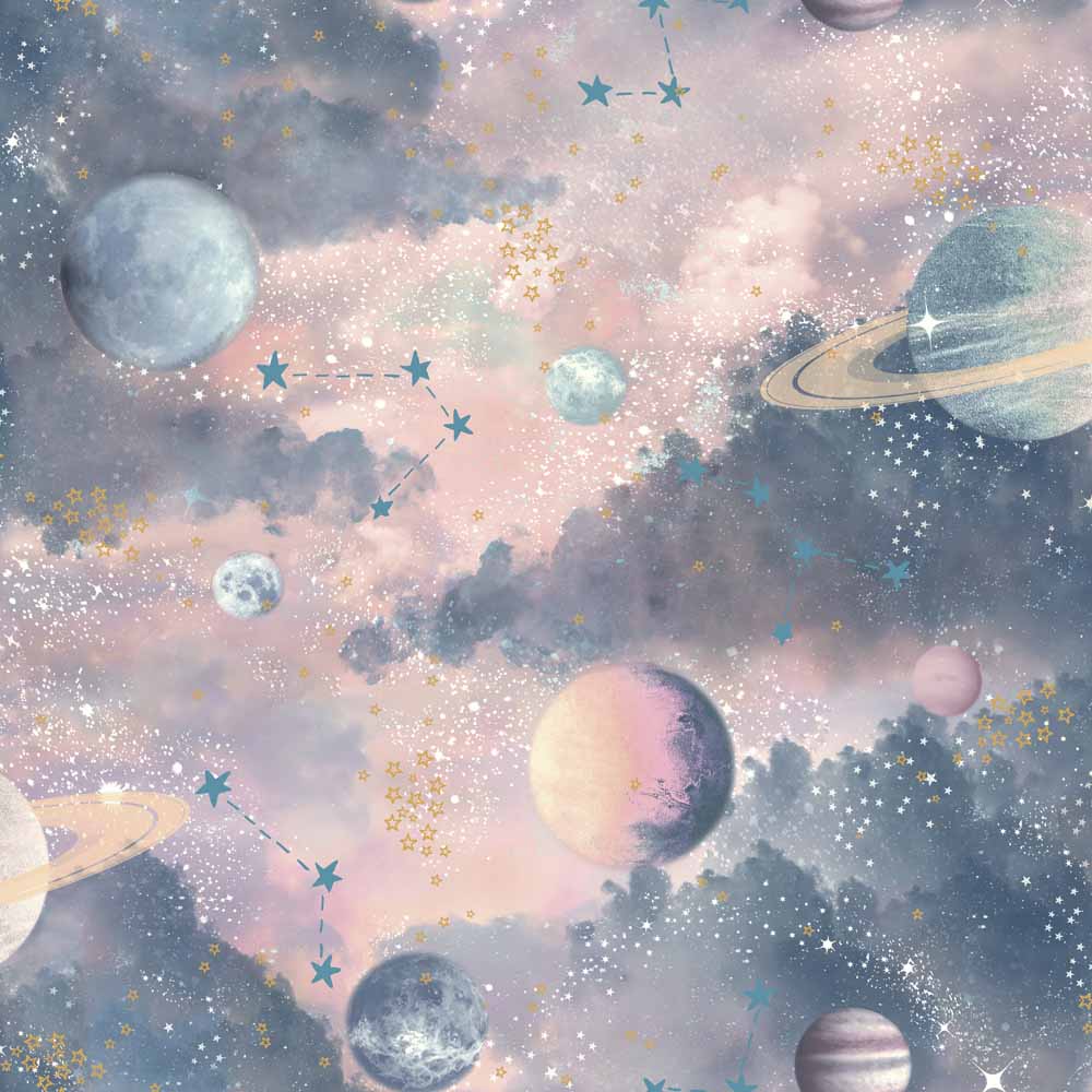 Arthouse Glitter Planets Pink Wallpaper Image