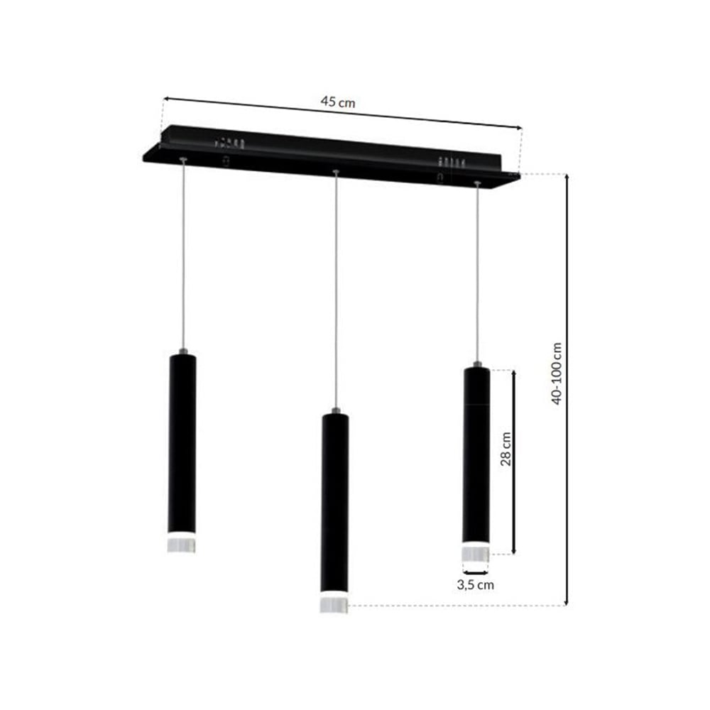 Milagro Carbon Black LED 3 Pendant Lamp 230V Image 8