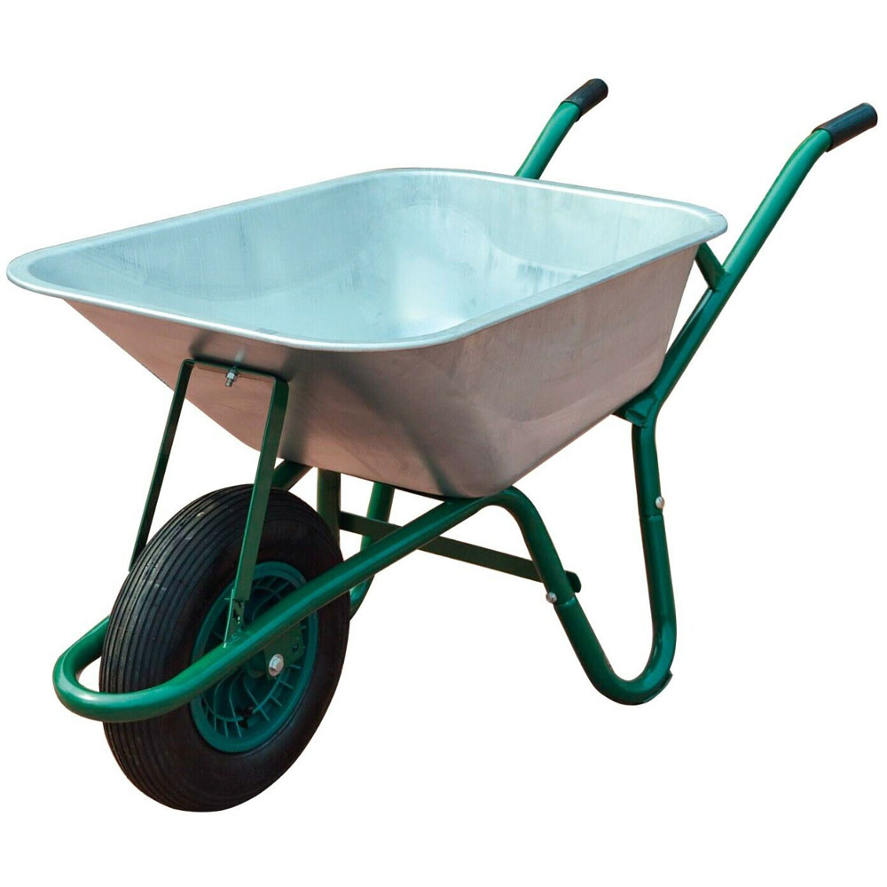 Neo 85L Large Galvanised Wheelbarrow with Pneumatic Tyre | Wilko