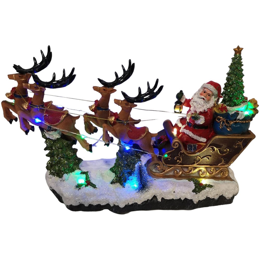 Samuel Alexander Santa Riding Sleigh Musical LED Christmas Decoration 35cm Image 1