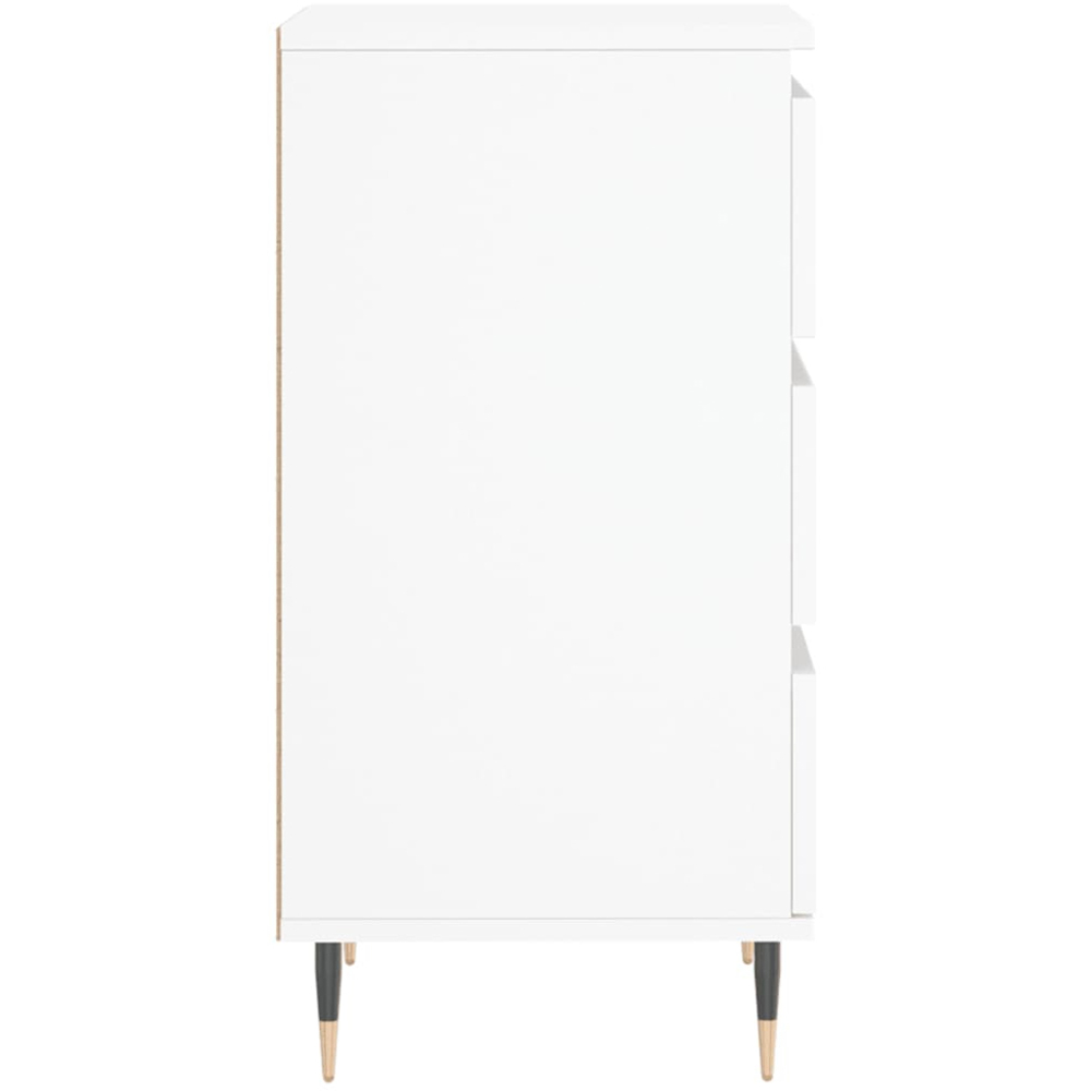 vidaXL 3 Drawer White Sideboard with Metal Legs Image 7