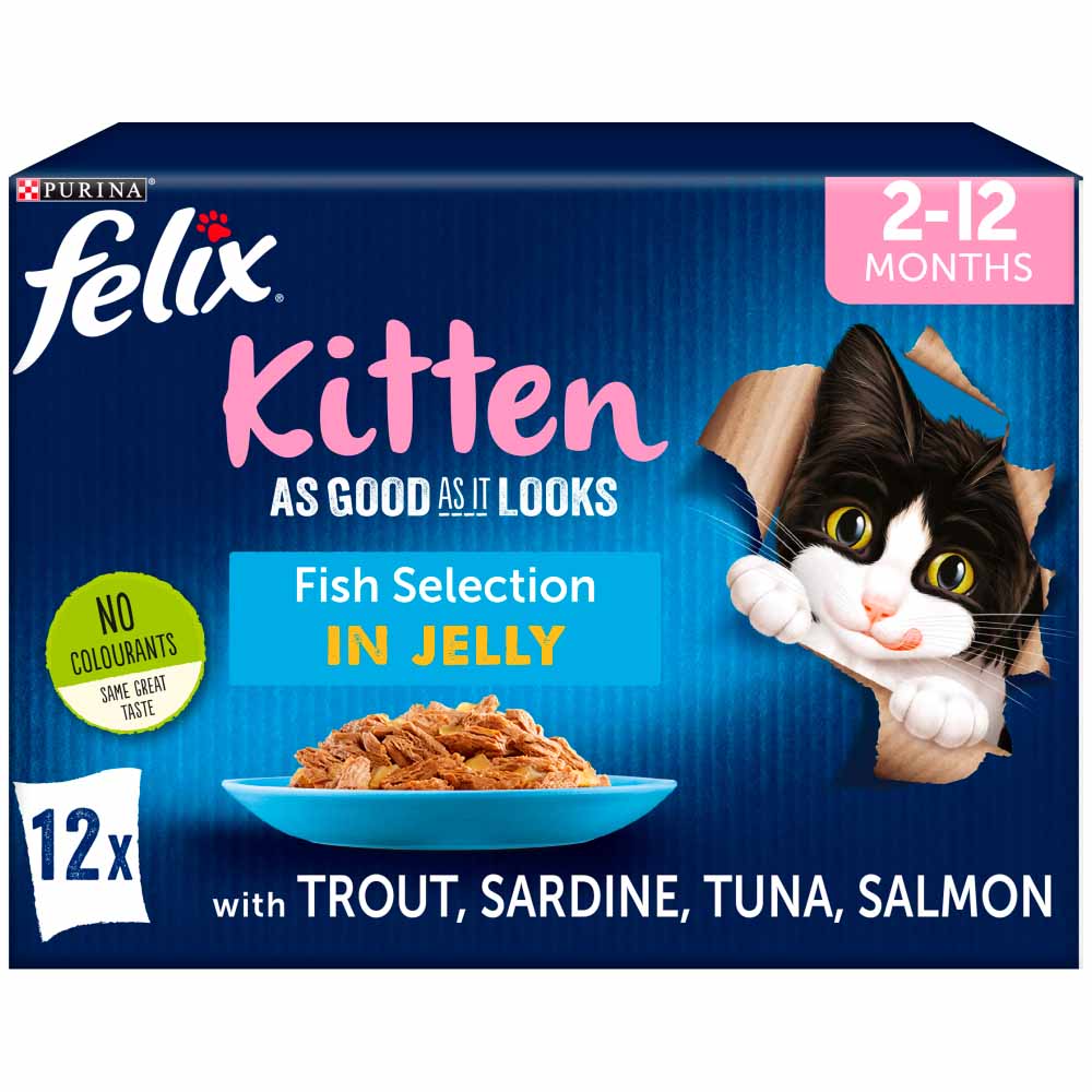 Felix As Good As It Looks Kitten Fish Selection Pouches Assorted 12 x 100g Image 1