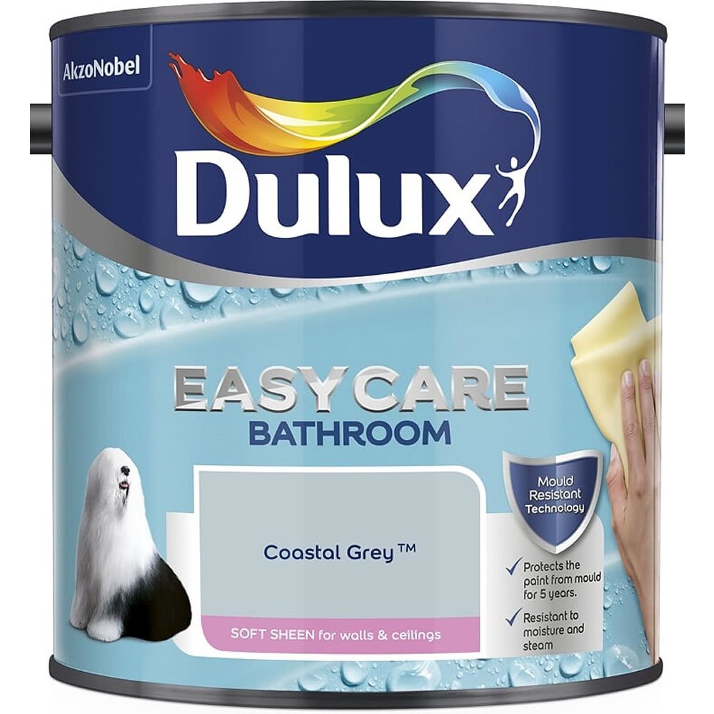 Dulux Easycare Bathroom Coastal Grey Soft Sheen Emulsion Paint 2.5L Image 2