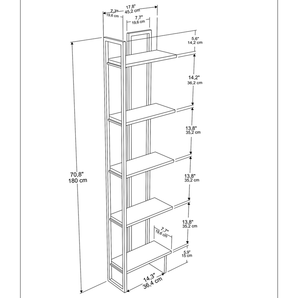 Decorotika Alice 5 Shelf White and Blue Corner Bookcase Image 4