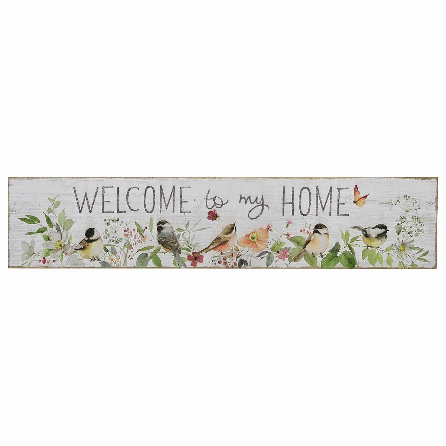 Welcome to My Home Floral Birds Sign - White Image 1