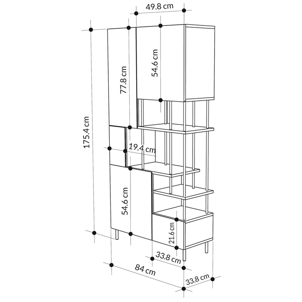 Decortie Key 5 Door 4 Shelf Ash Green Bookcase Image 8