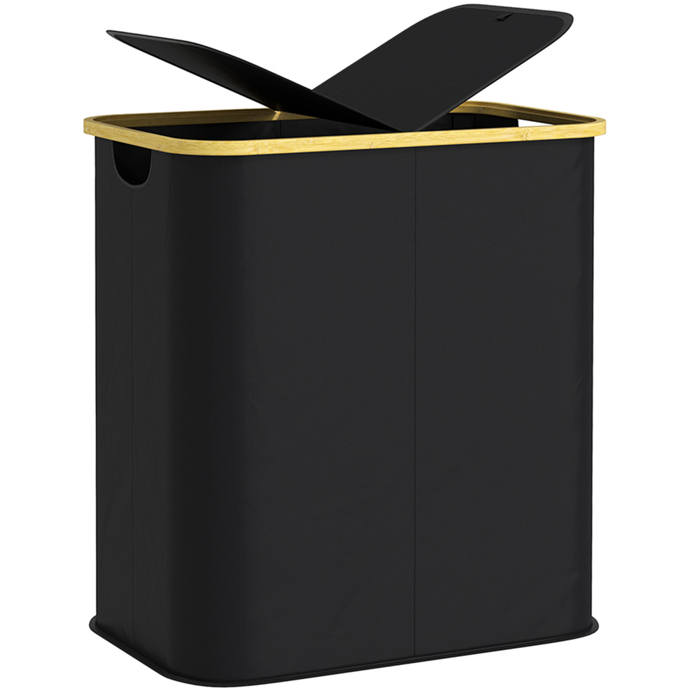 HOMCOM Black Collapsible Laundry Hamper 80L Image 1