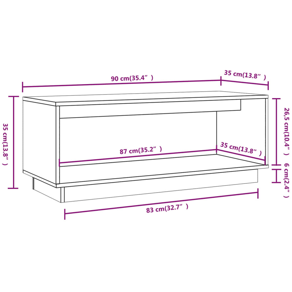 vidaXL Single Open Shelf Natural Solid Wood Pine TV Cabinet Image 9