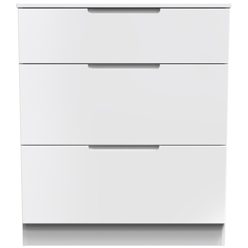 Crowndale Milan 3 Drawer Gloss White Deep Chest of Drawers Image 2