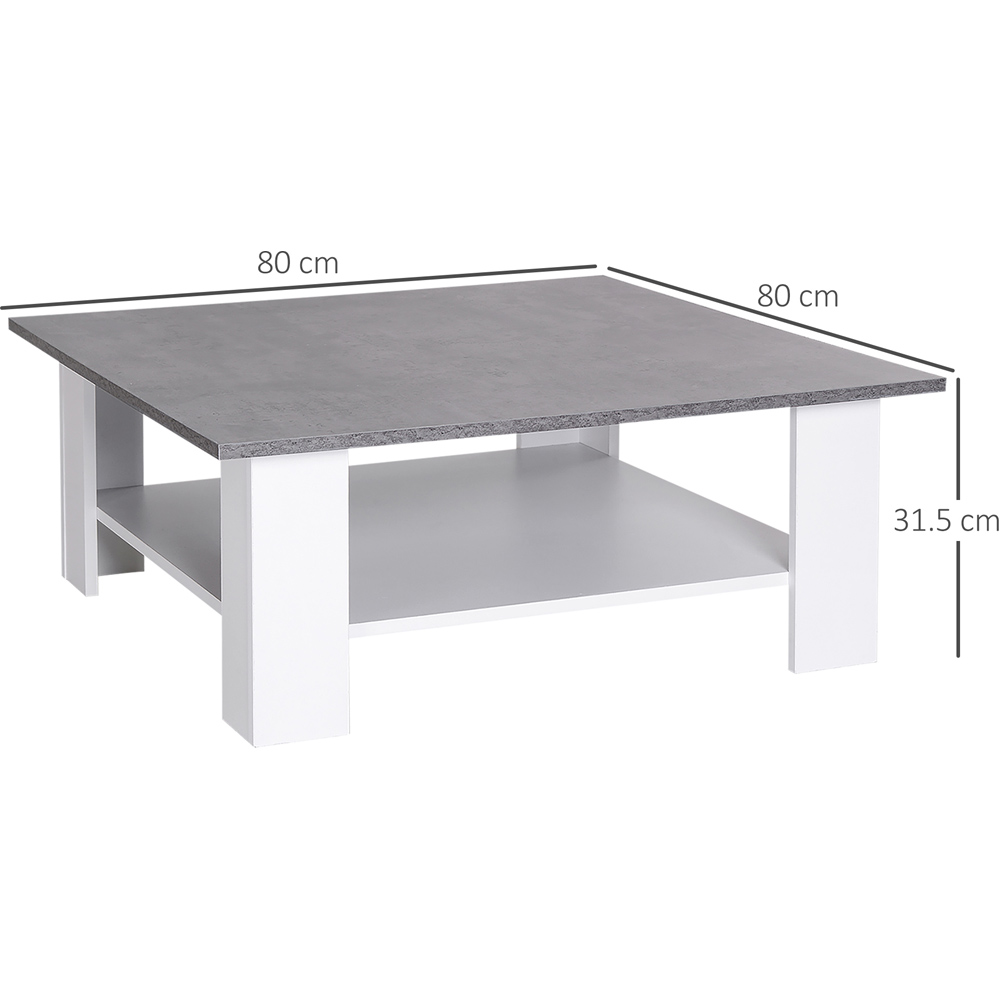Portland 2 Tier Cement Grey Square Coffee Table Image 7