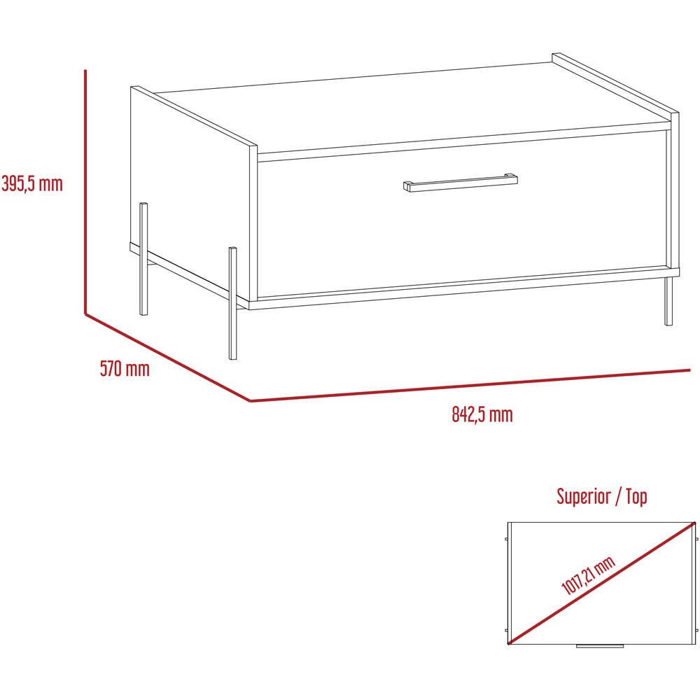 Core Products Harvard Single Door Washed Oak and Carbon Grey Coffee Table Image 6
