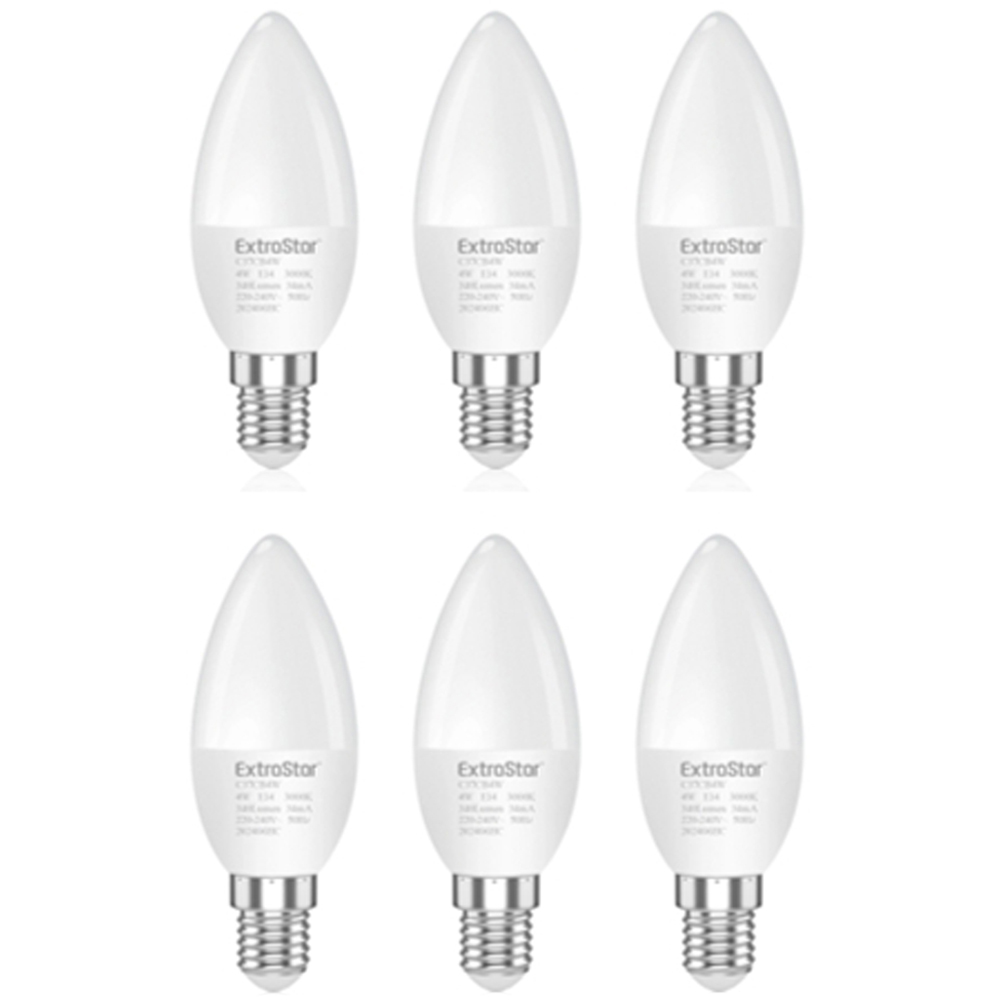 ExtraStar 6 Pack E14 Warm White 4W LED Candle Light Bulb Image 1