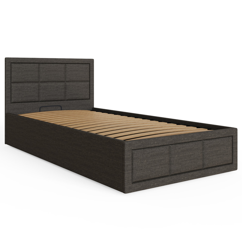 GFW Jamie Single Grey Hopsack Fabric End-Lift Ottoman Bed with Headboard Image 4