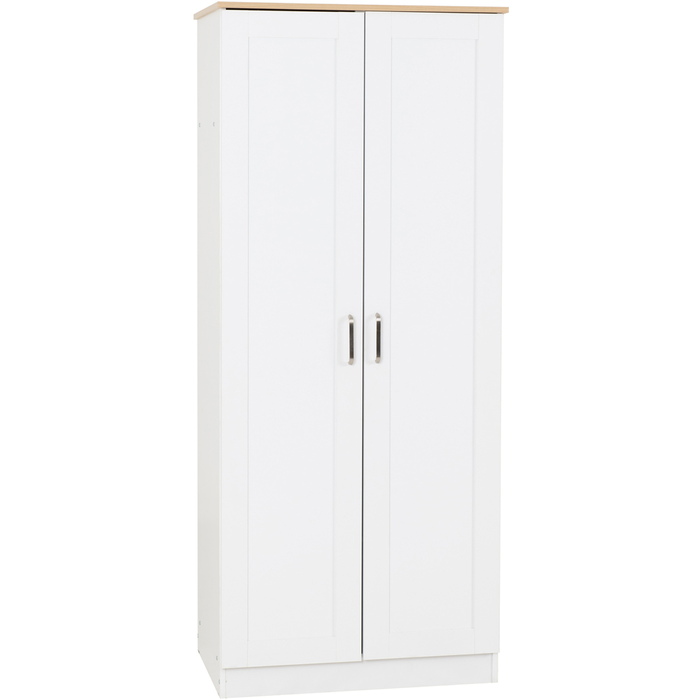 Seconique Portland 2 Door White and Oak Effect Wardrobe Image 2