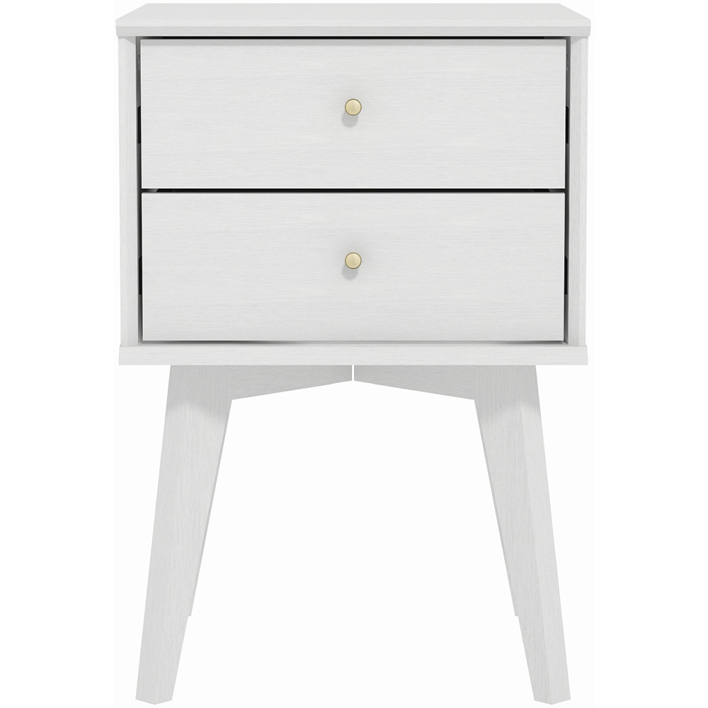 GFW Buckfast 2 Drawer Pearl White Side Table Image 3