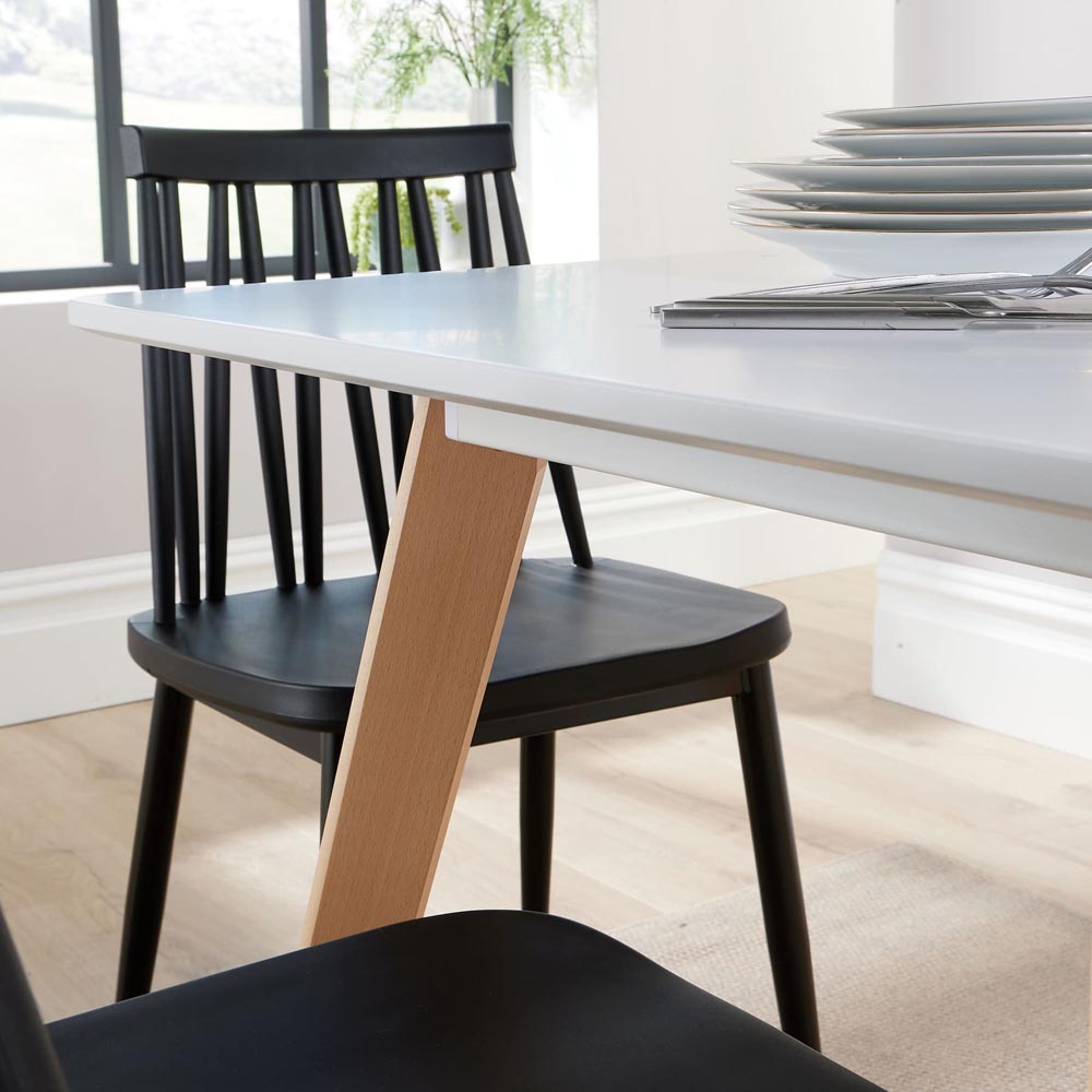 Home Source Fleur Lucy 4 Seater Dining Set Black and White Image 4