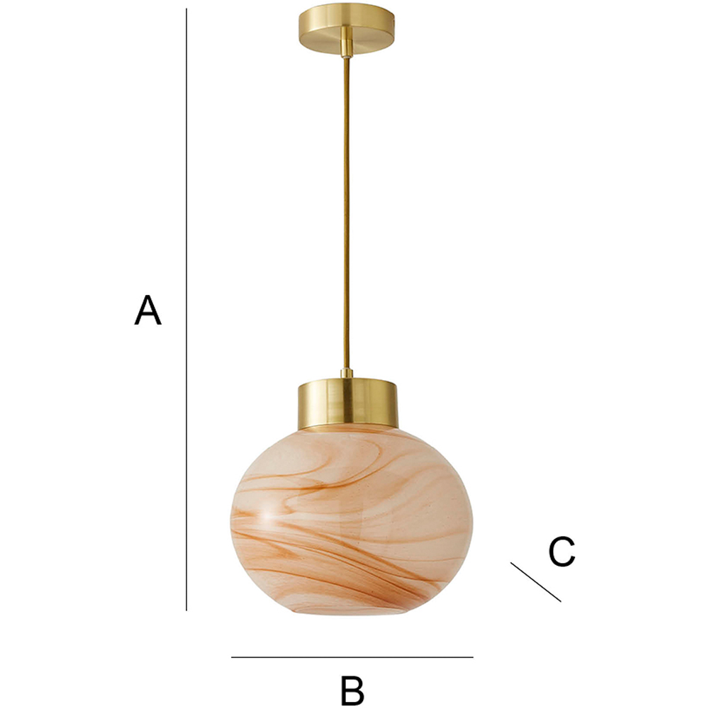 ValueLights Sookie Alabaster Glass Brushed Gold Capped LED Ceiling Pendant Light Image 7