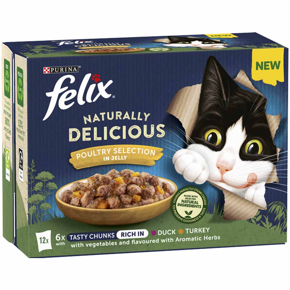 Felix Naturally Delicious Poultry Selection in Jelly Wet Cat Food 12 x 80g Image 2