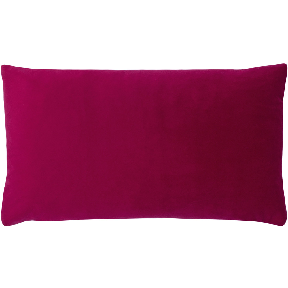 Paoletti Sunningdale Cerise Rectangular Velvet Cushion Image 1