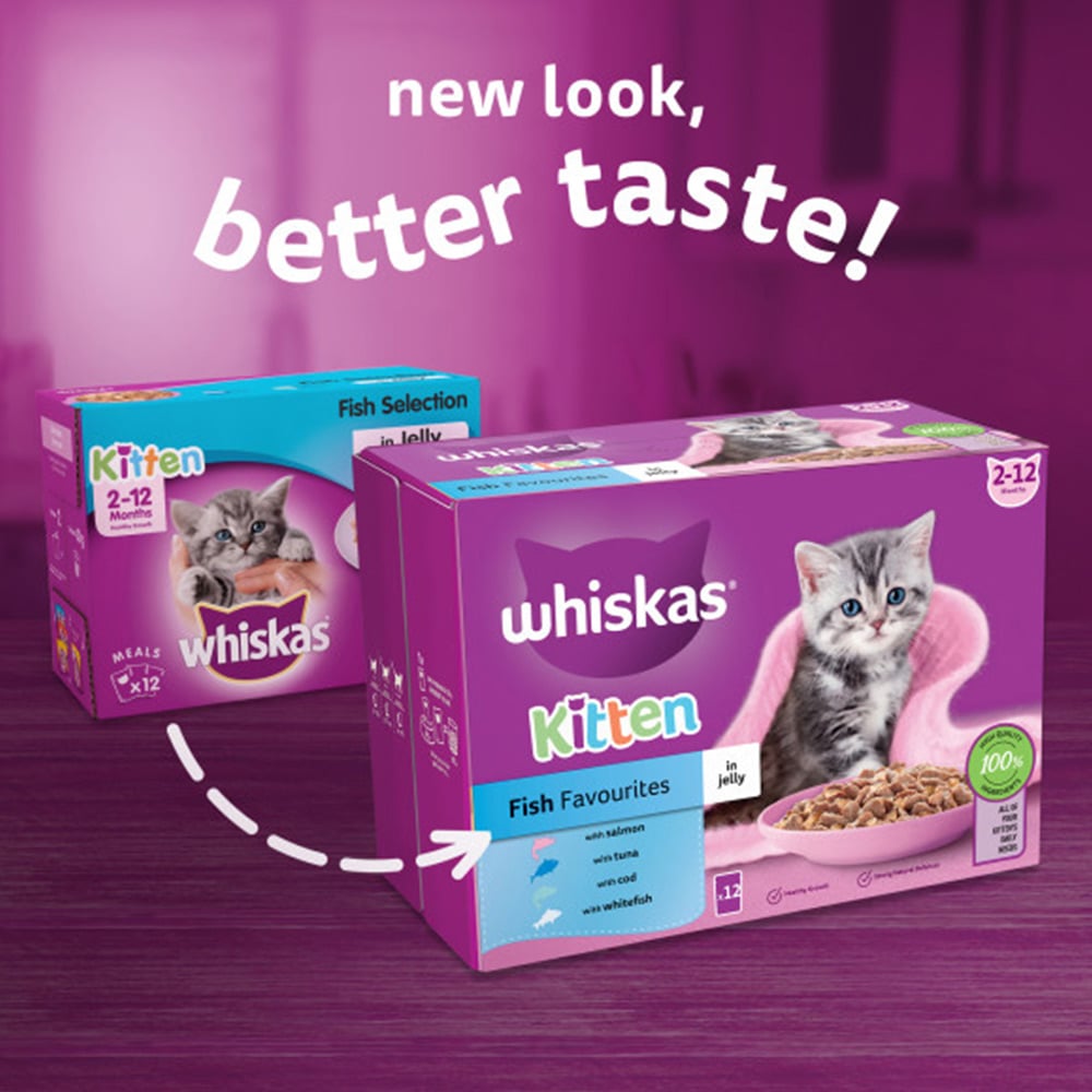 Whiskas Kitten Fish in Jelly Wet Cat Food Pouches 85g Case of 4 x 12 Pack Image 8