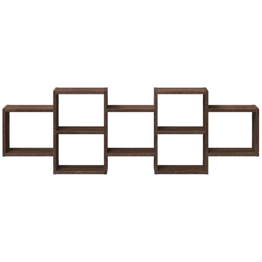 vidaXL 7 Shelf Brown Oak Effect Floating Wall Shelf Image 2