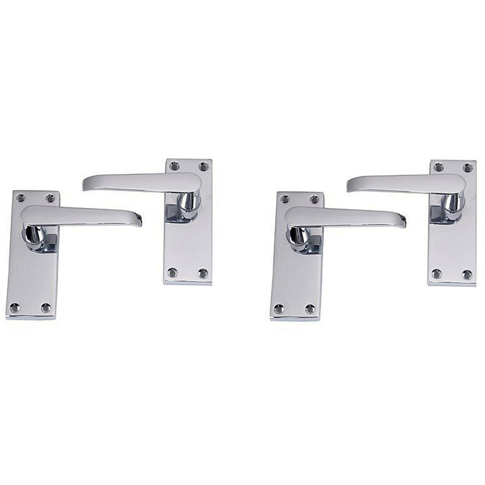 Golden Grace Polished Chrome Victorian Straight Lever Latch Door Handle Set 2 Pack Image 1