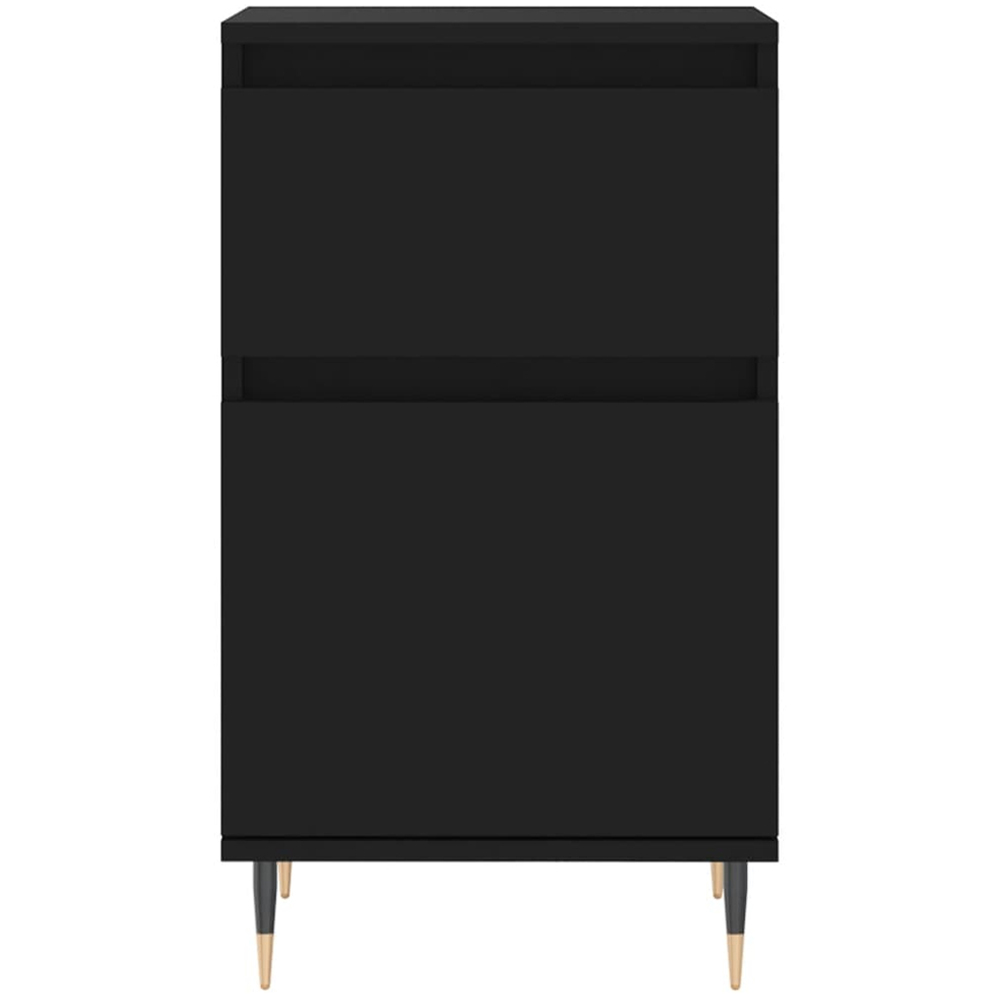 vidaXL Single Door Single Drawer Black Wooden Sideboard Set of 2 Image 6