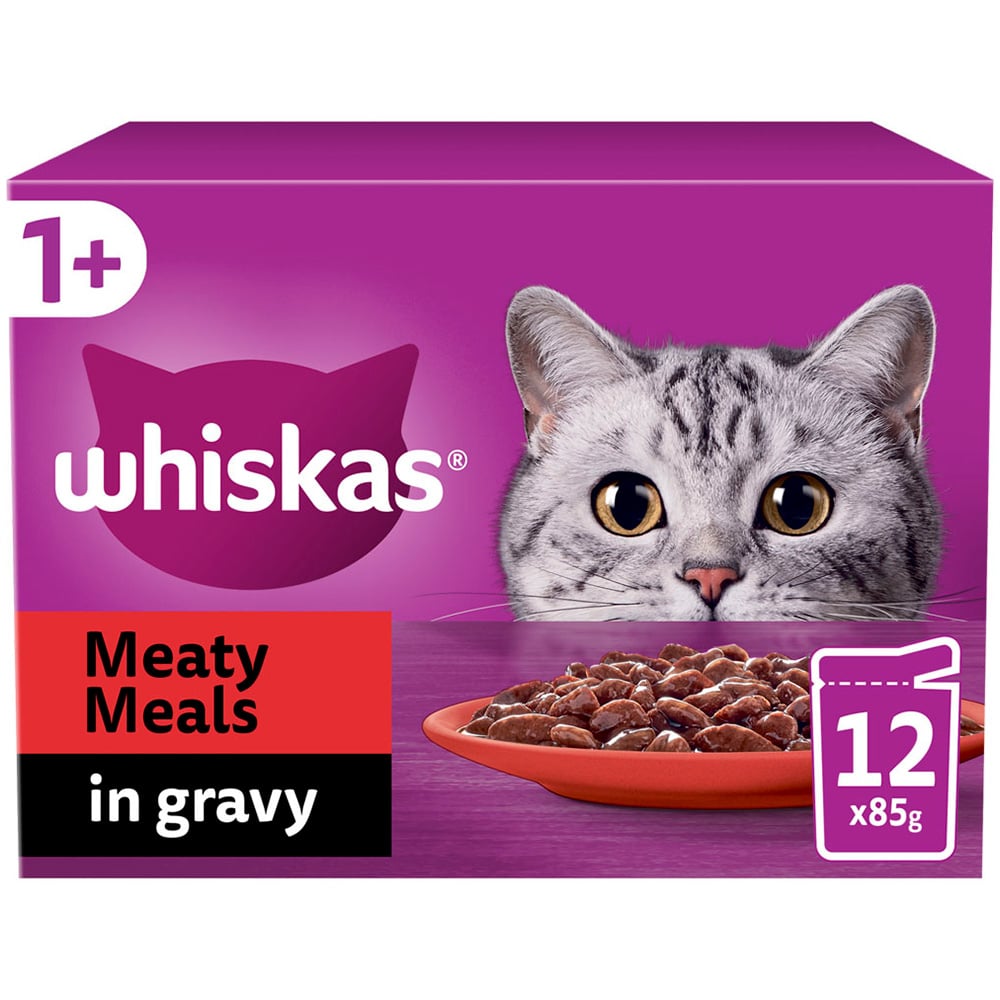Whiskas Meaty Meals Selection in Gravy Adult Wet Cat Food Pouches 85g Case of 4 x 12 Pack Image 2