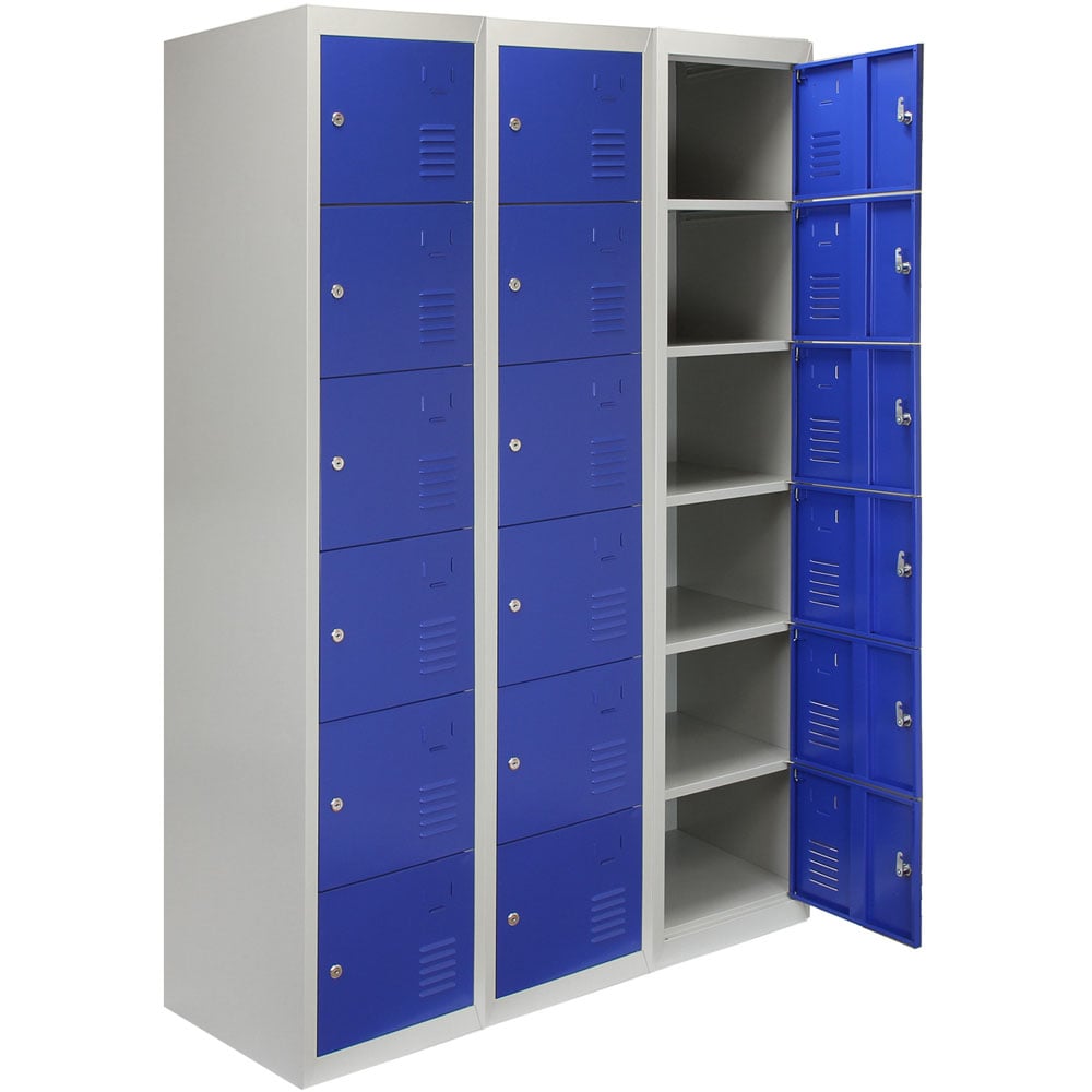 Monstershop 6 Door Blue Metal Storage Locker 3 Pack Image 2