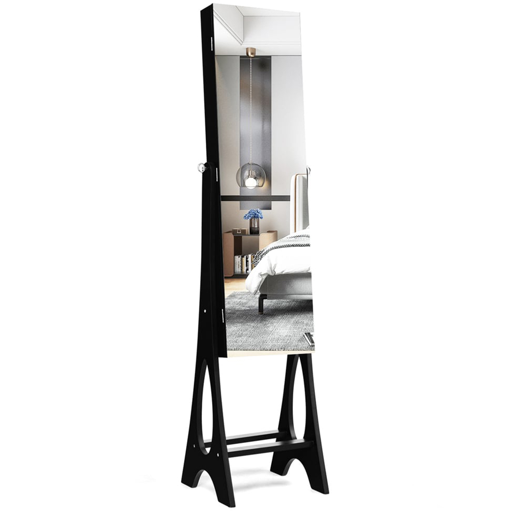 Costway Black Freestanding Mirror Jewellery Cabinet Image 1