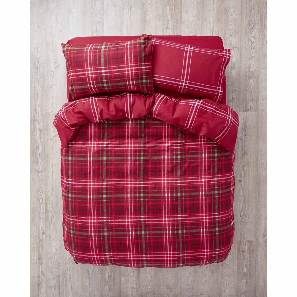 Wilko Red Check Duvet Set Double Wilko
