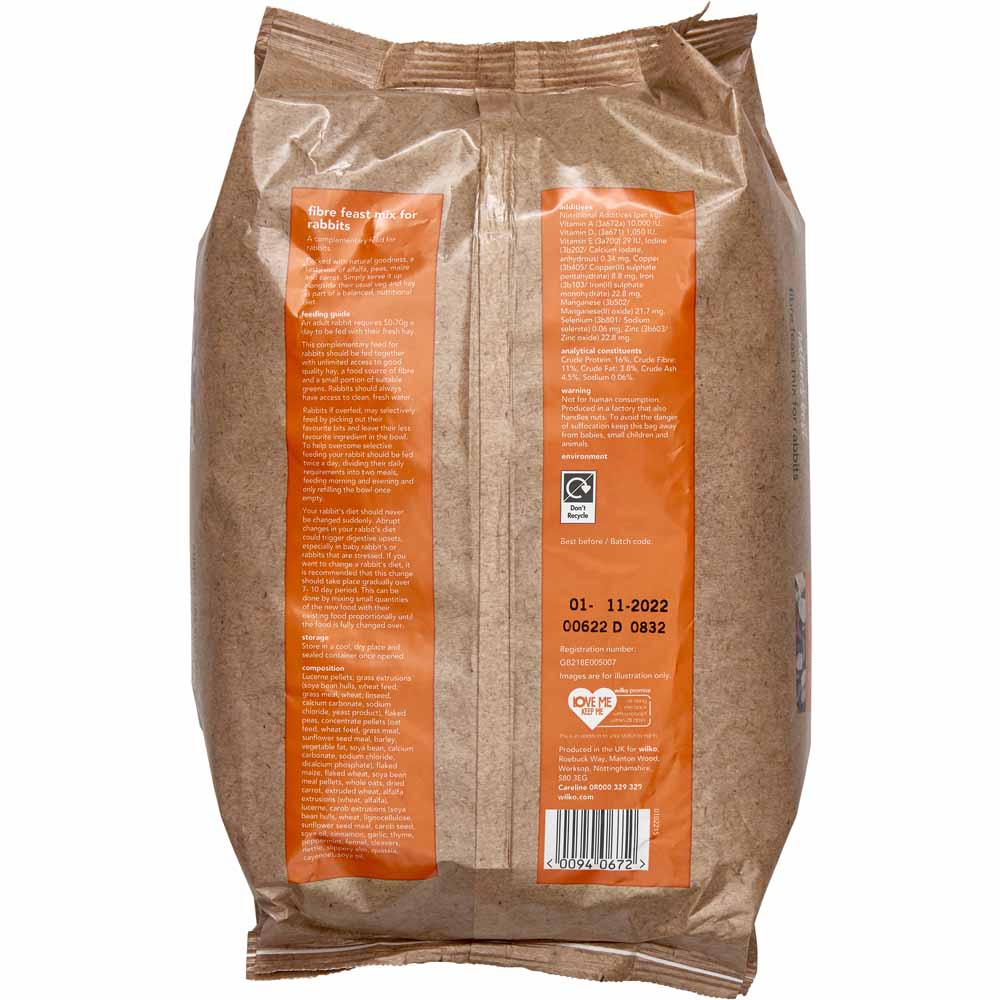 Wilko Muesli Fibre Feast Rabbit Food 2kg Image 2