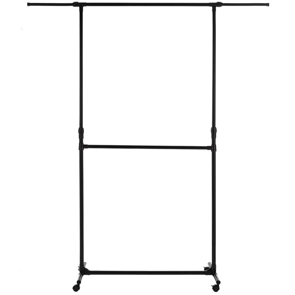 House Of Home Black Adjustable Double Clothes Rail Image 1