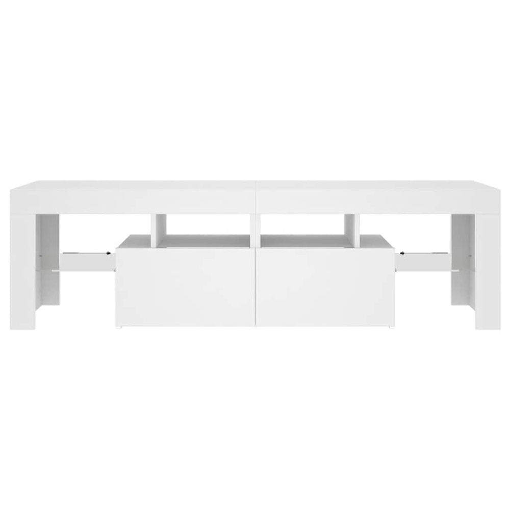 vidaXL 2 Door 4 Shelf White TV Cabinet with LED Lights Image 3