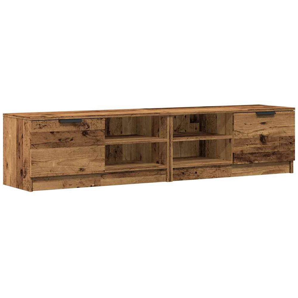 vidaXL Single Door 2 Shelf Old Wood TV Cabinet Set of 2 Image 2