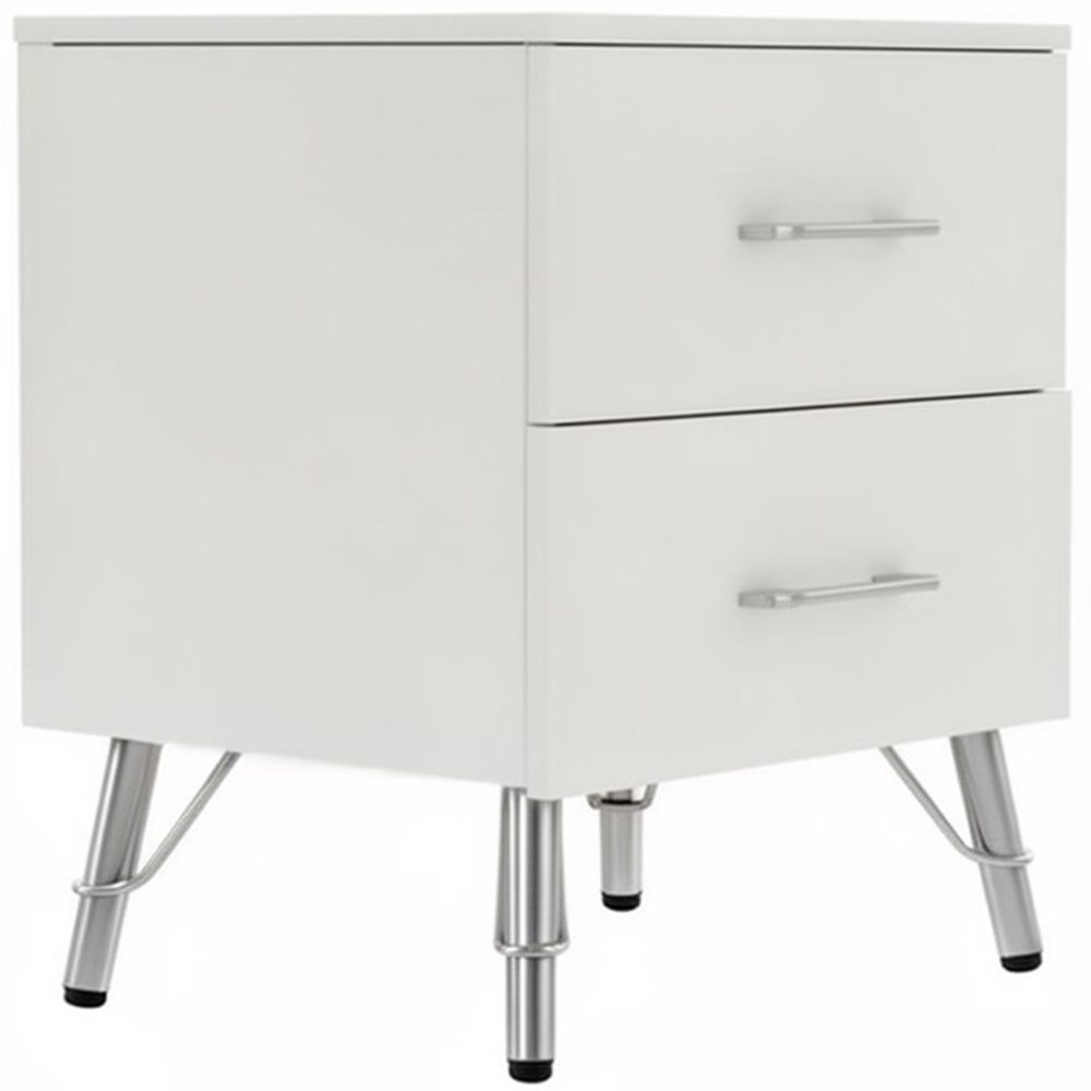 FWStyle Maldon 2 Drawer White Bedside Table Image 3