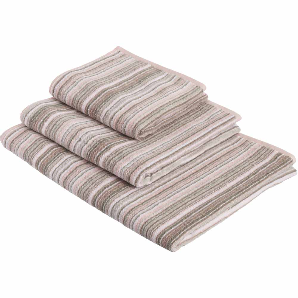 Wilko Pink Stripe Hand Towel Image 4