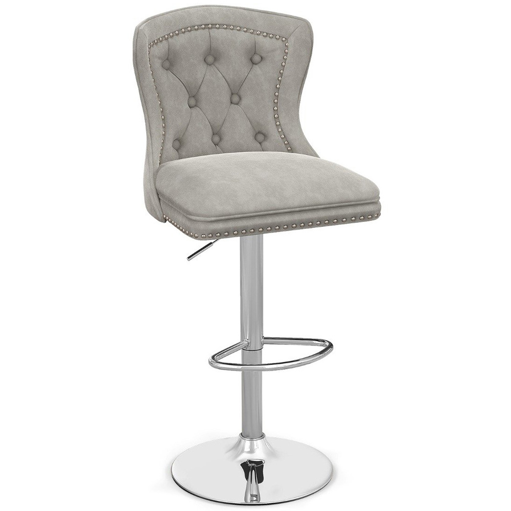 Costway Grey Dutch Velvet Bar Stool Image 2