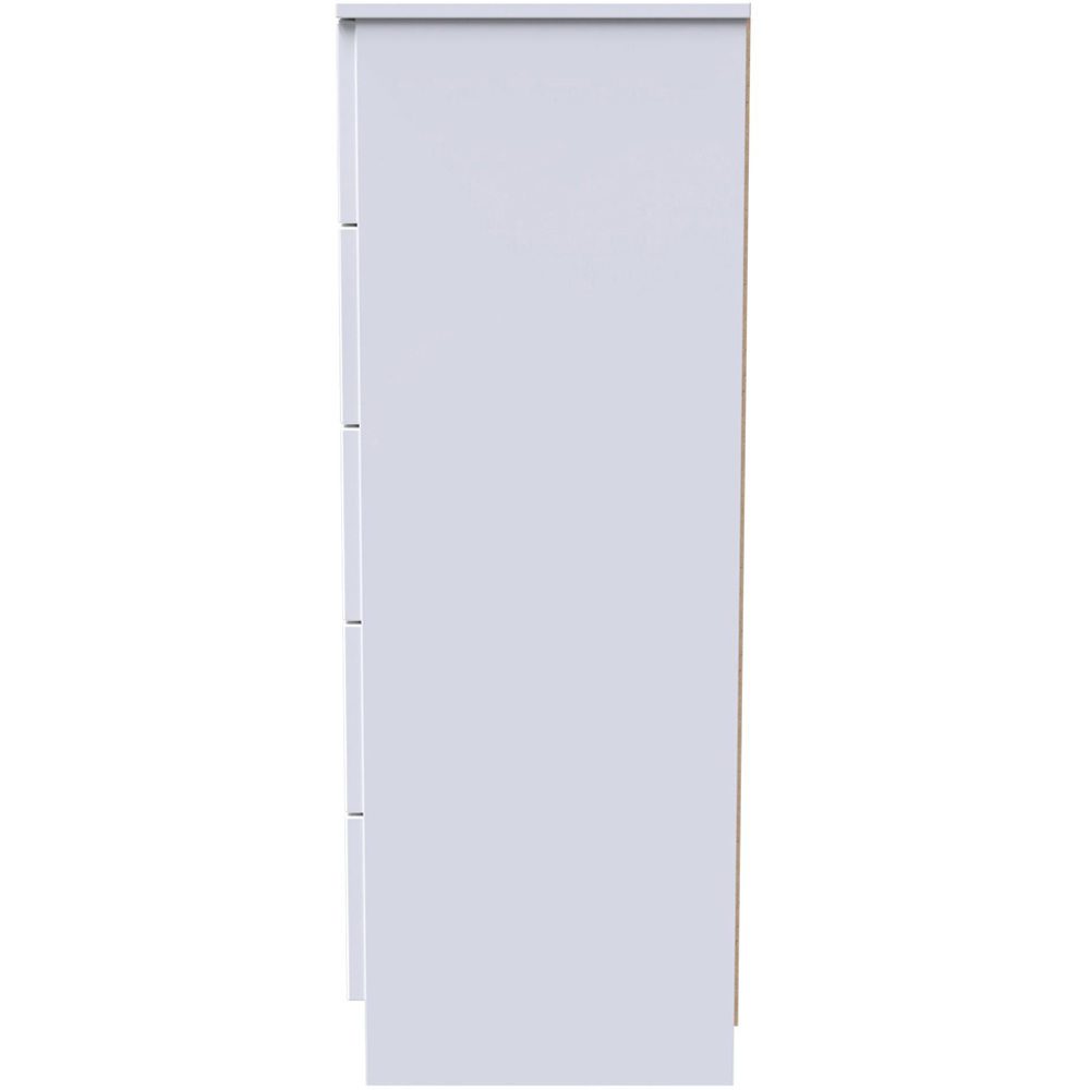 Crowndale Milan 5 Drawer White Gloss and White Chest of Drawers Ready Assembled Image 3