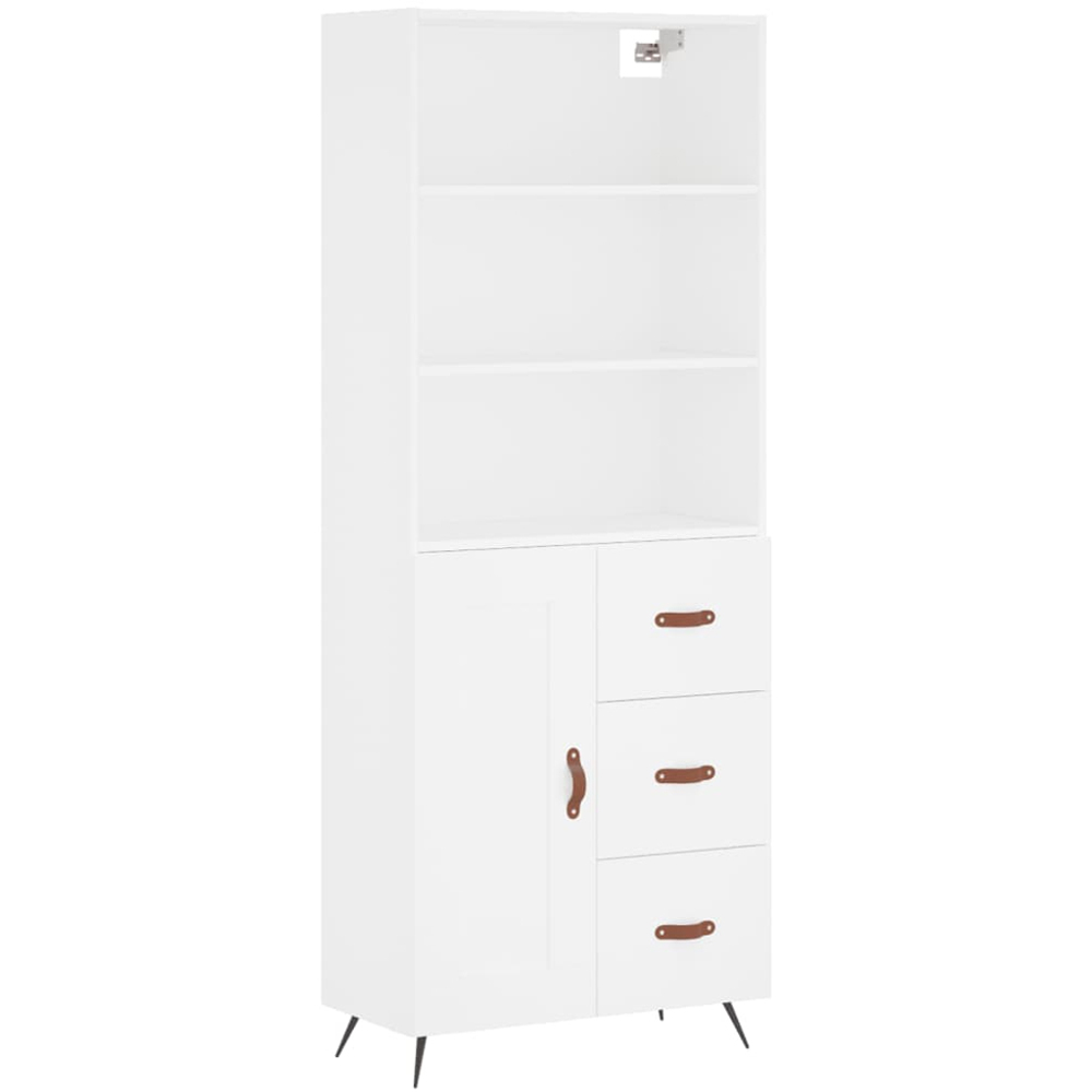 vidaXL Single Door 3 Drawer 3 Shelf White Highboard Image 2