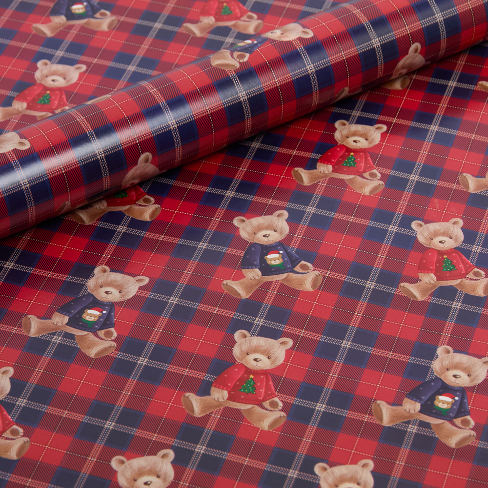 Tartan Teddy Bear Gift Wrap Image 2