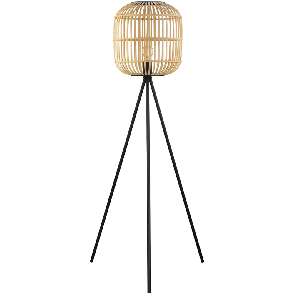 EGLO Bordesley Rattan Tripod Floor Lamp Image 1